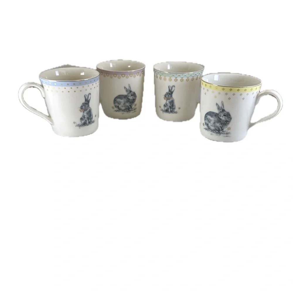 SPODE MEADOW LANE Mugs Set of 4 Rabbit Design Easter - Picture 9 of 11